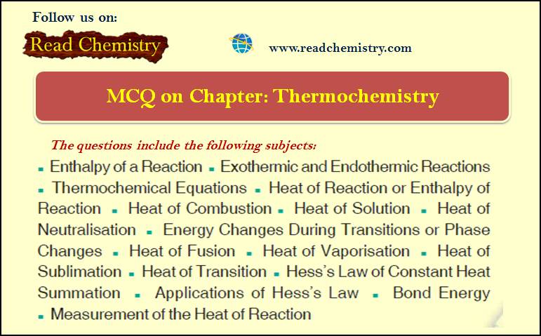 MCQ on Chapter Thermochemistry ΔH, ΔE