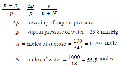 Lowering of vapour pressure- Raoult’s law