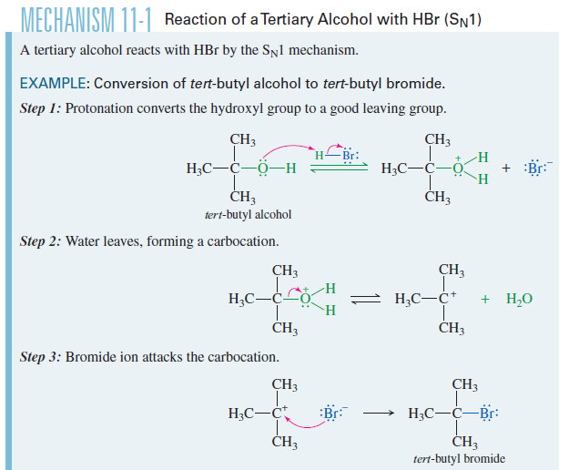 Reactions of Alcohols with Hydrohalic Acids
