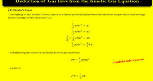 Deduction of Gas laws from the Kinetic Gas Equation