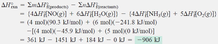 Standard Heats of Reaction (ΔH°rxn)
